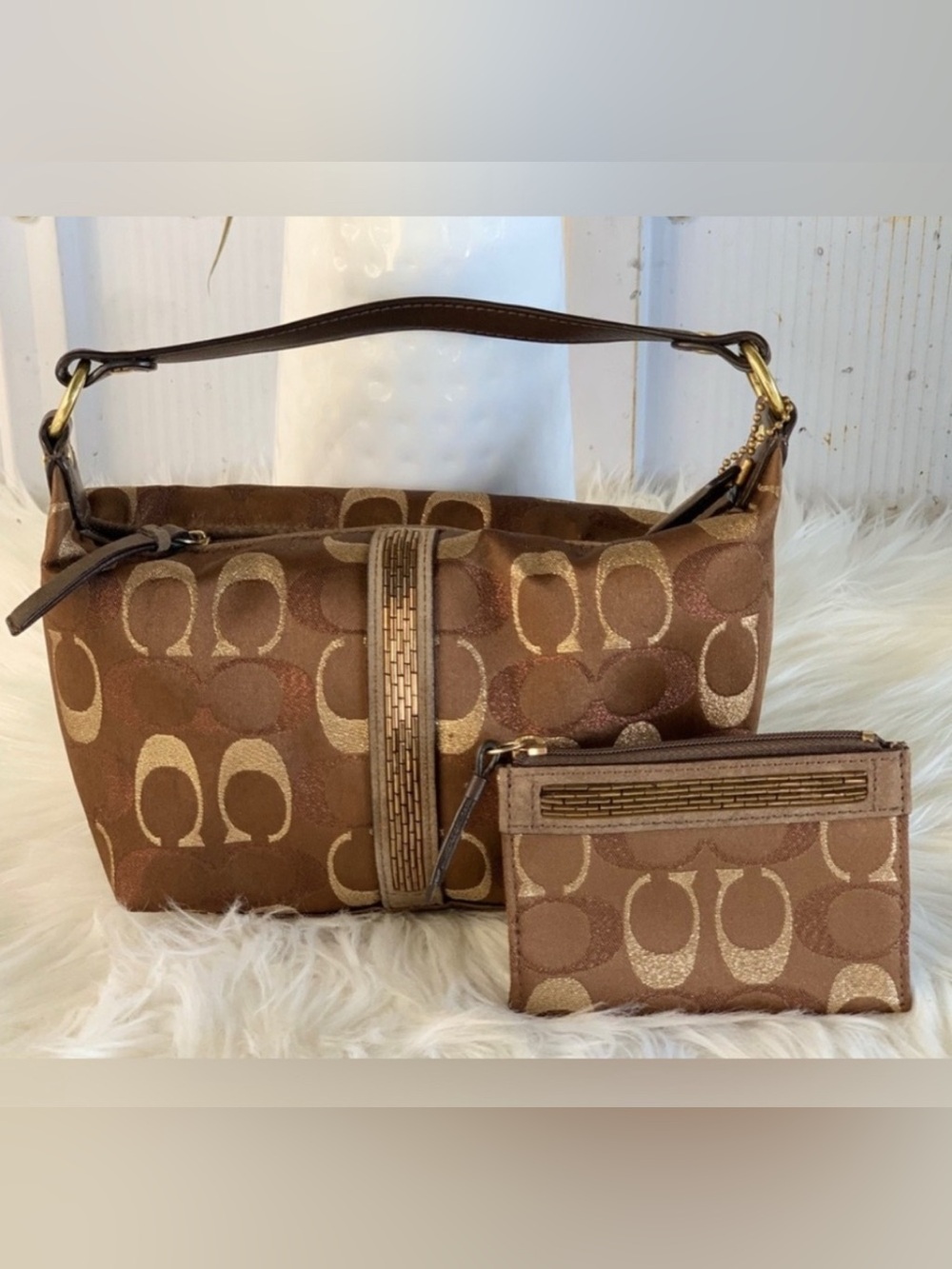 Vintage LMT EDITION Coach Signature Mini  Shoulder Bag & Keychain Card Holder